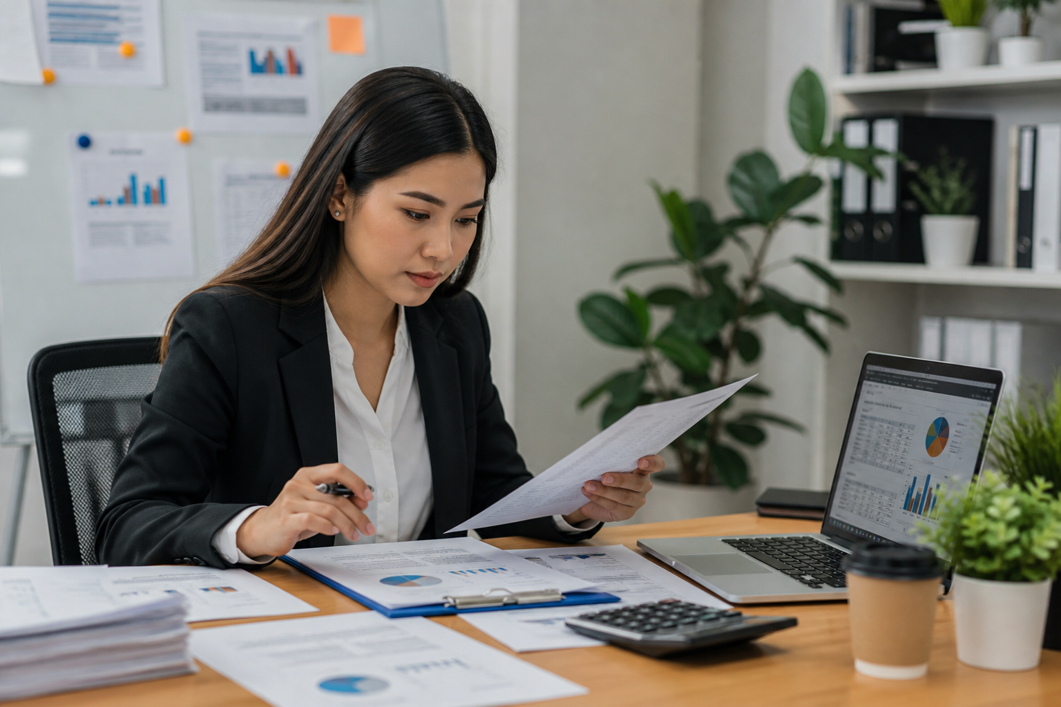 Auditor reviewing financial statements